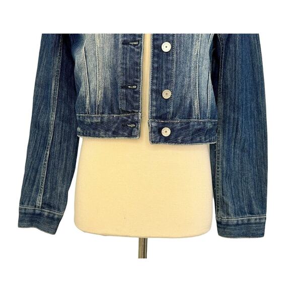 DEF LEPPARD Hysteria 1980s Punk Rock Band Upcycled Denim Jean Jacket Size M/L - Picture 4 of 15